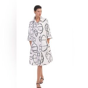 Alembika urban A-cut ' printed dress  knee-length Black and White Women's